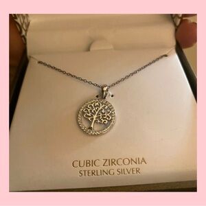 Giani Bernini Silver Tree Necklace with Cubic Zirconia